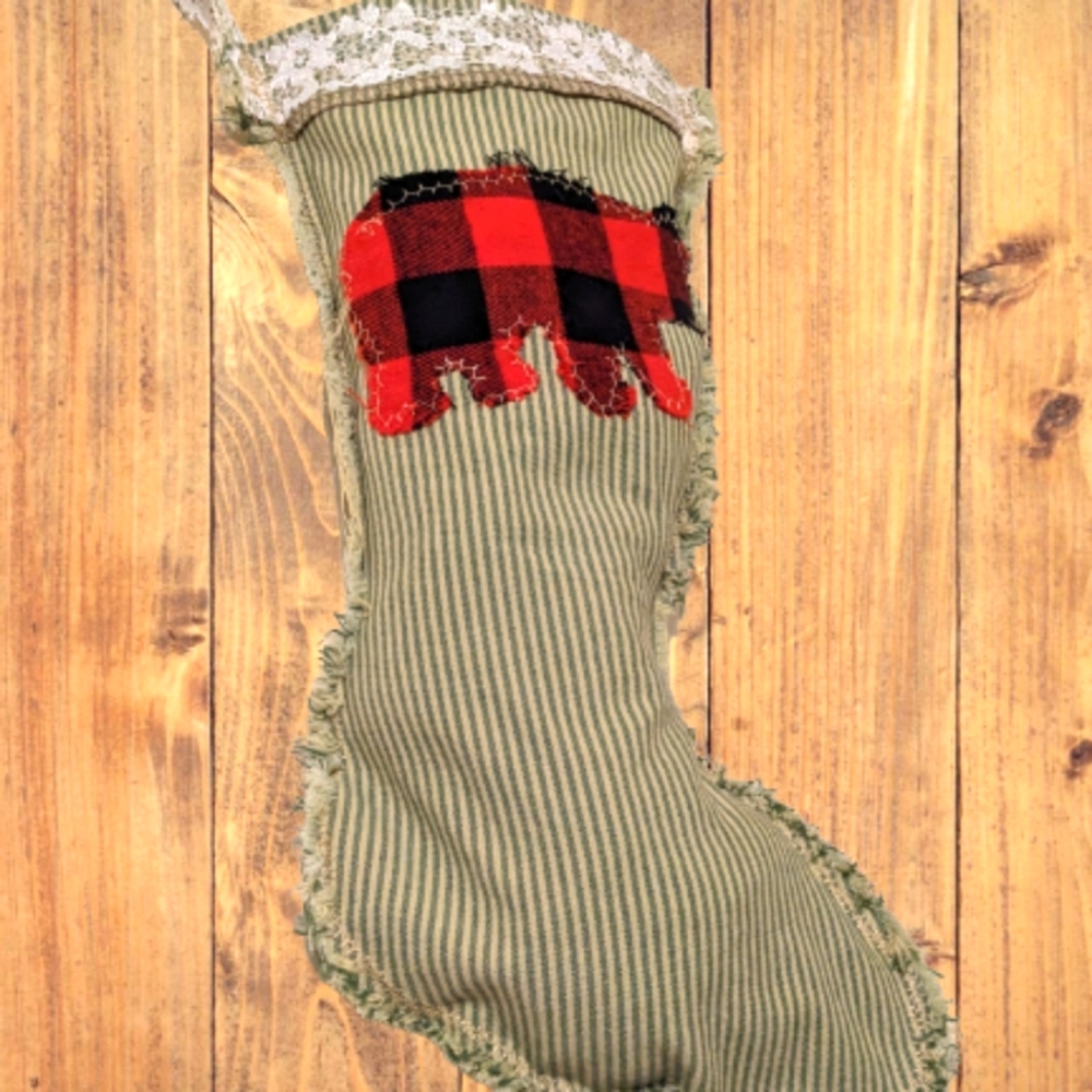 OOAK Christmas Stocking Handmade Gift Shabby Chic Boho Cottage Core
